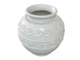 Scrollwork Relief Round Ceramic Vase-0