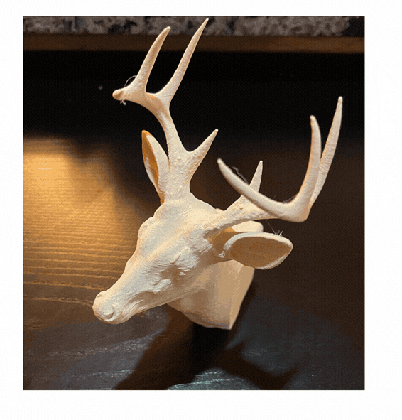 Angled deer head  (no support needed)