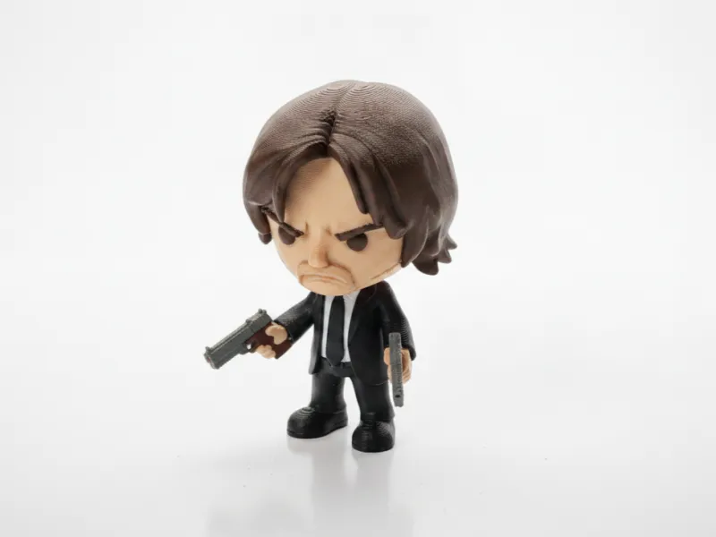 Figurilla Chibi de John Wick Figura de Película de Acción Imprimible en 3D