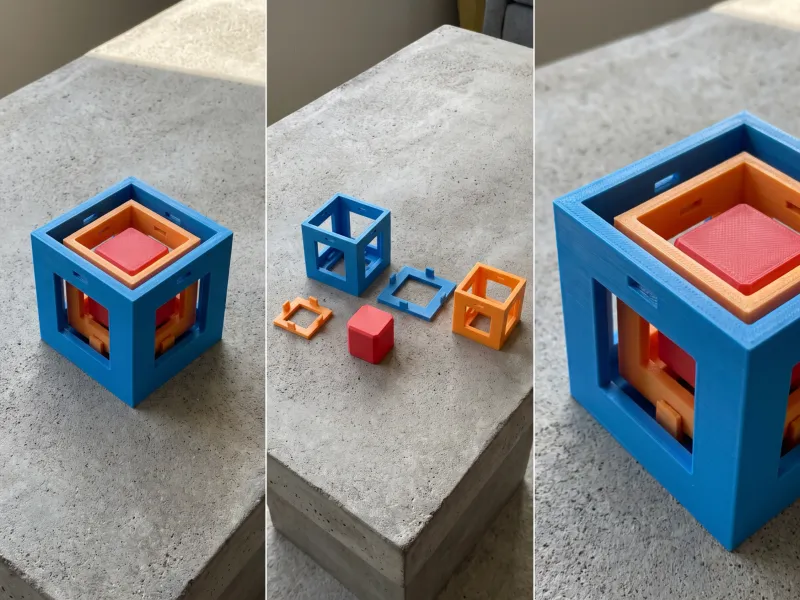 Cube in Cube in Cube - Nested Rattle Sculpture