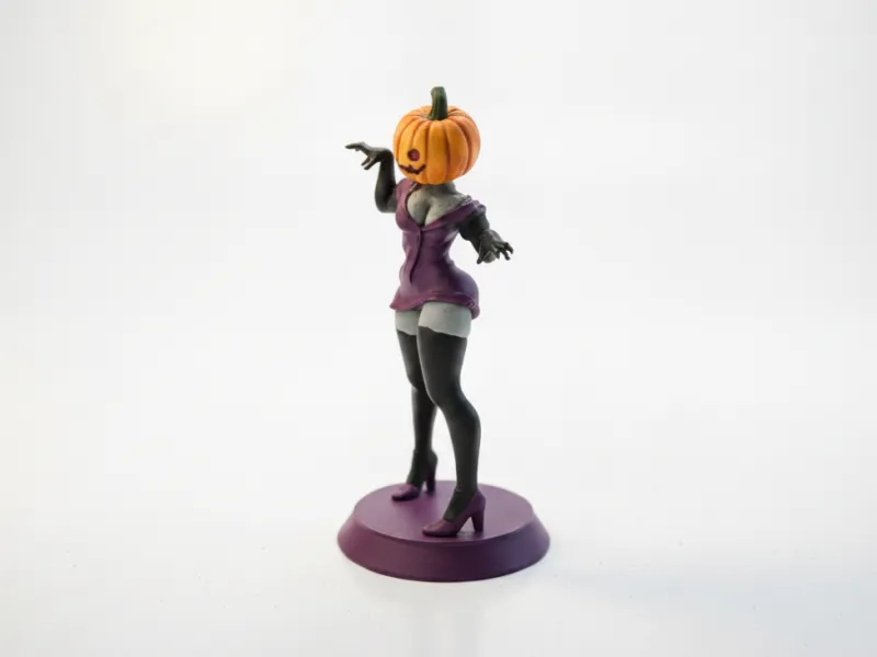 Figurina 3D Imprimível da Bela Menina Abóbora do Halloween