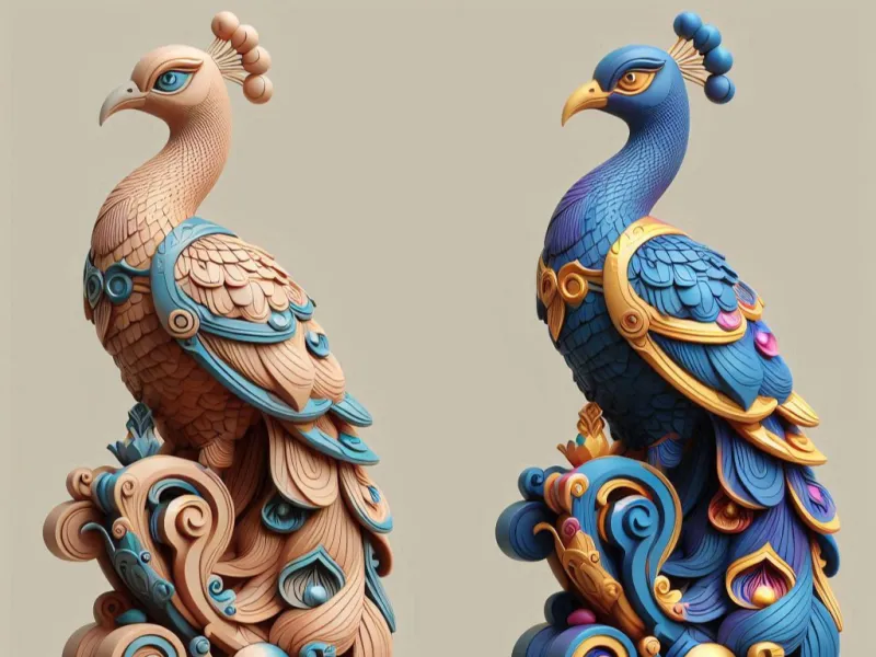 4044 Color 3D Model of Peacock on Base  ARTE  STL  DND  art