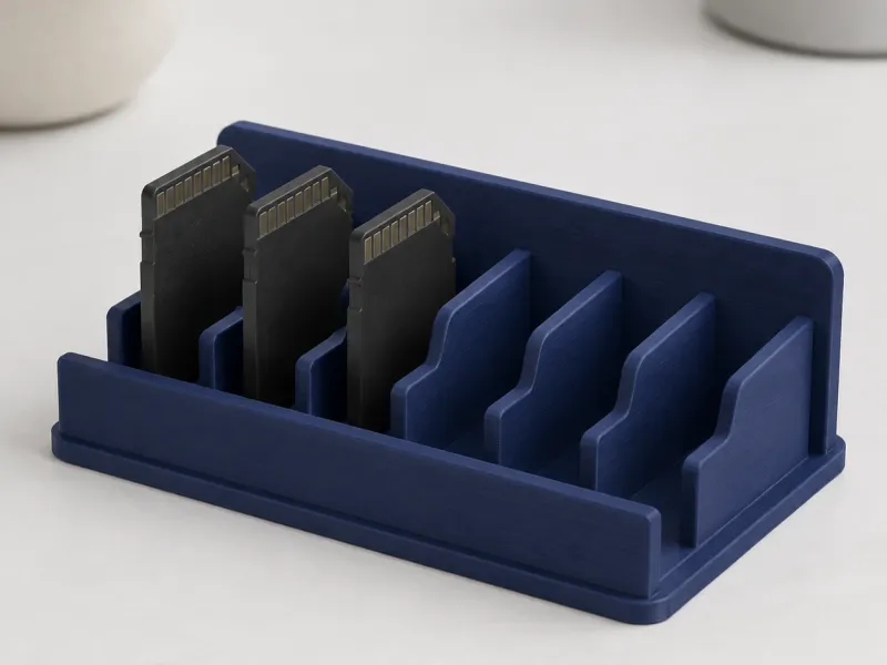 Suporte de Mesa para Cartões SD com Seis Compartimentos — Assistido por IA