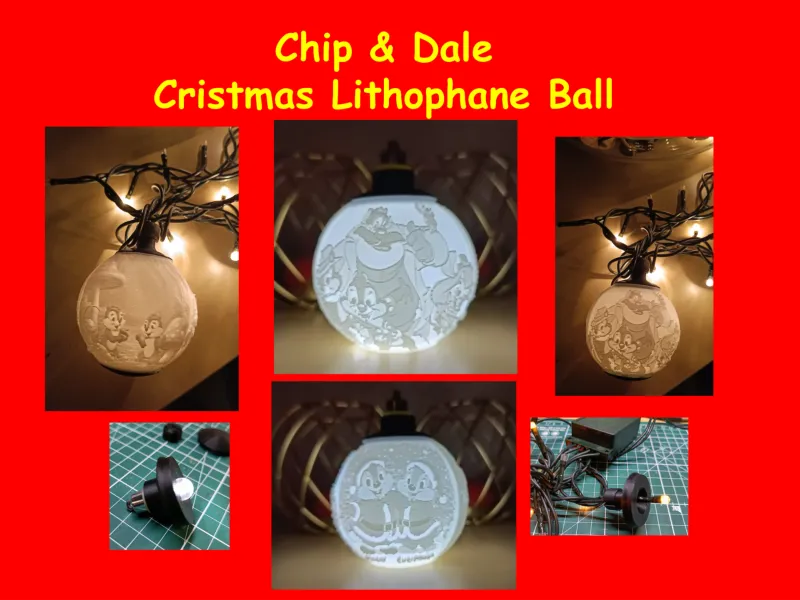Chip & Dale Lithophane Christmas Ball