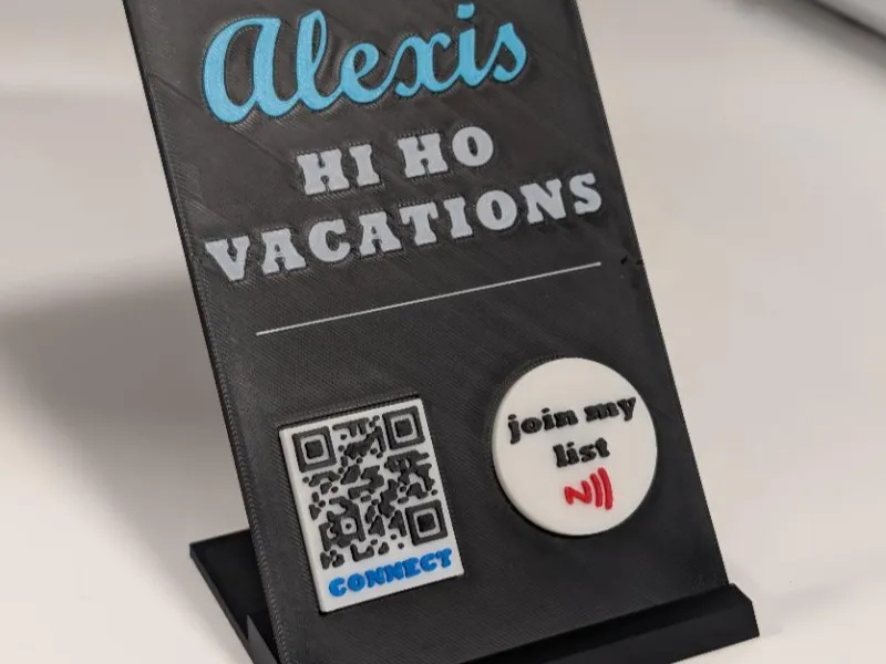 Tabletop QR NFC sign, inserts and stand