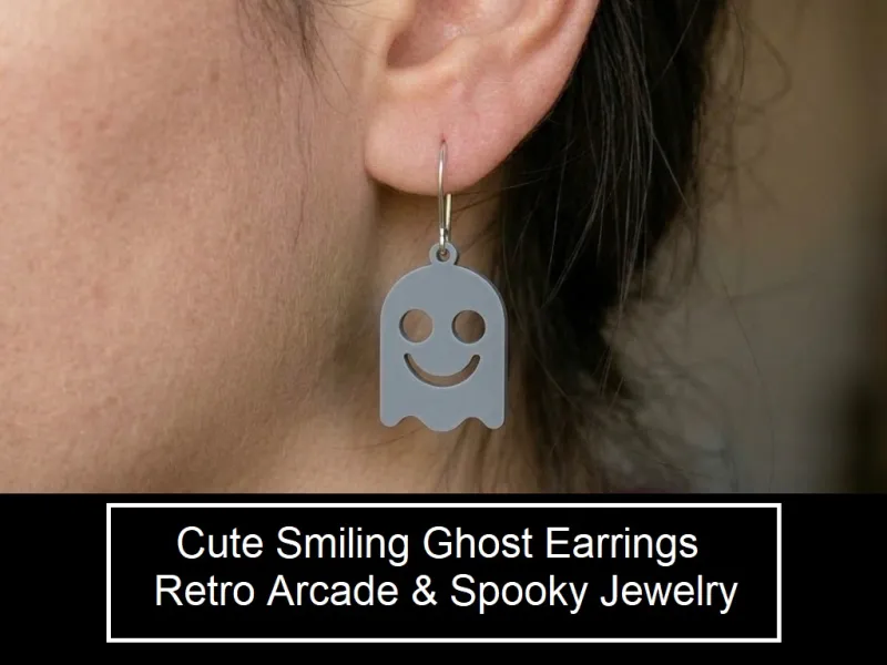 Cute Smiling Ghost Earrings - Retro Arcade & Spooky Jewelry