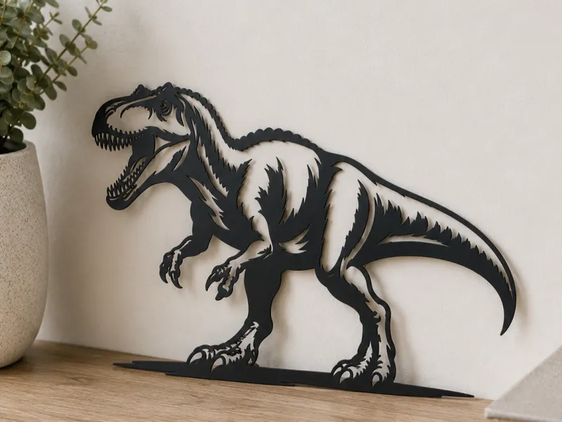 Roaring T Rex Dinosaur Silhouette Wall Art Home Decor