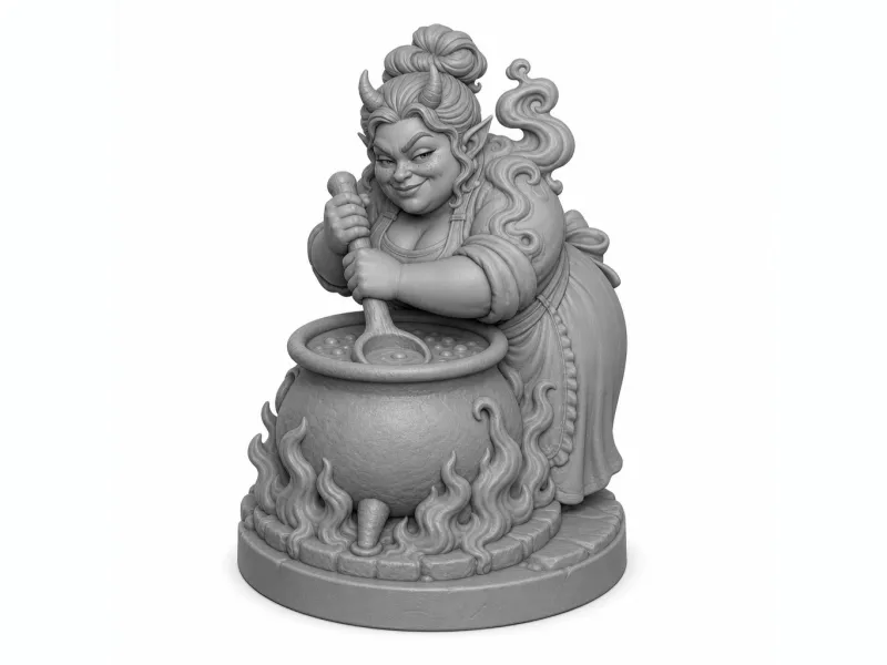She-Devil Stirring Cauldron