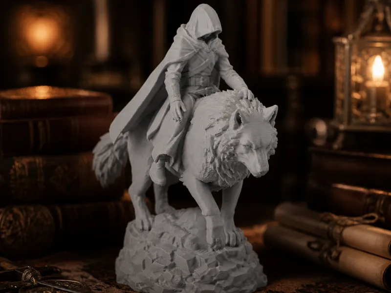 Wolf Rider Guardian - Heroic Rider on a Majestic Wolf