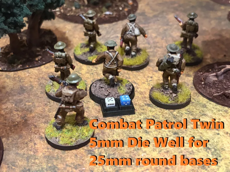 Wargame Die Well twin 5mm dice for 25mm Round bases