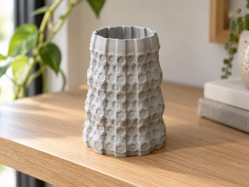 Cogwheel Tapered Vase with Honeycomb Pattern