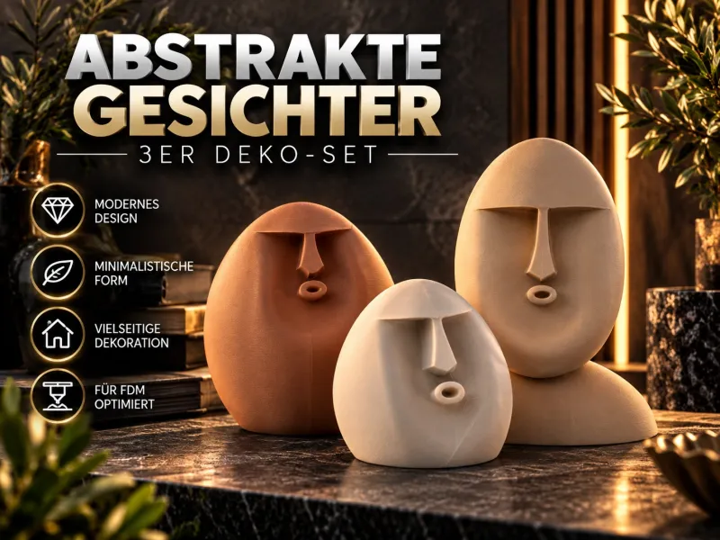 Abstrakte Gesichter – Modernes Deko-Set | 3 Größen