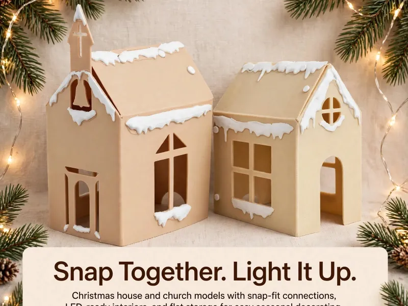 Christmas House and Church Model Set, Holiday Village