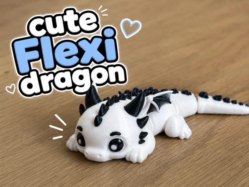 Süßer Flexi-Drache – Beweglicher Babydrache | Print-in-Place