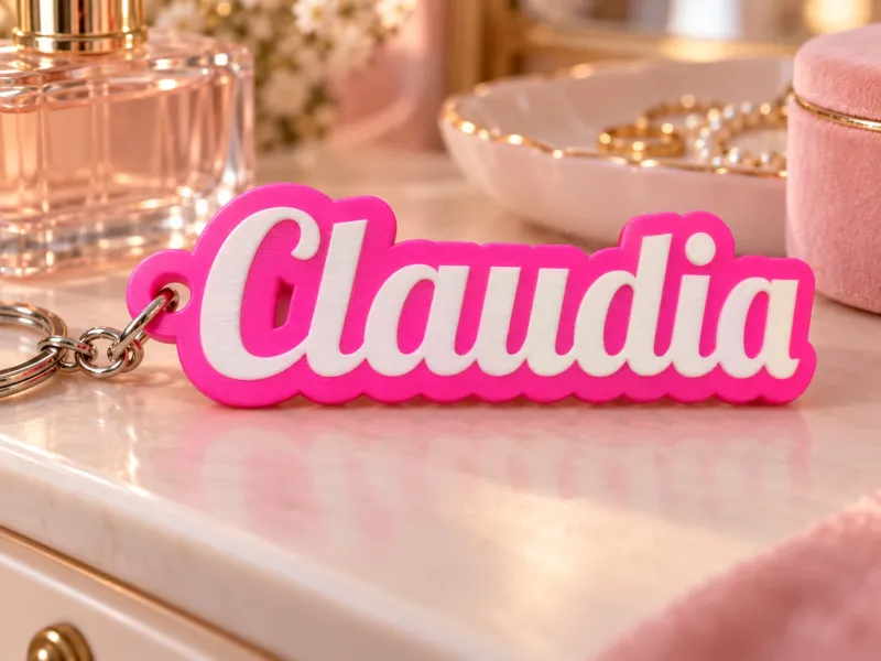 Porta-Chaves Personalizado Nome Claudia Chaveiro 3D
