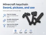 Minecraft keychain with a sword, pickaxe, and axe-0