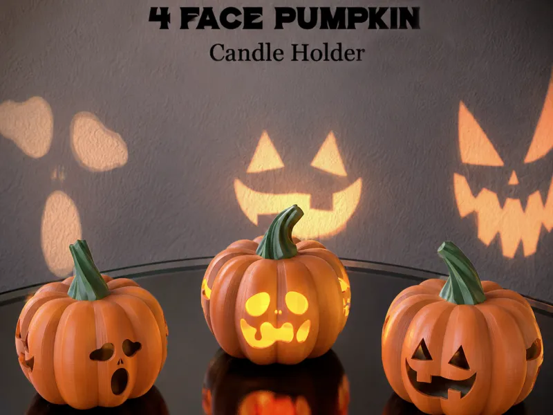 Pumpkin Tealight Candle Holder, Fall - Halloween Decor