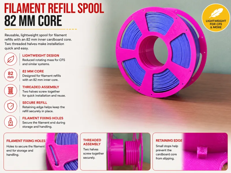 Filament Refill Spool – 82 mm Core
