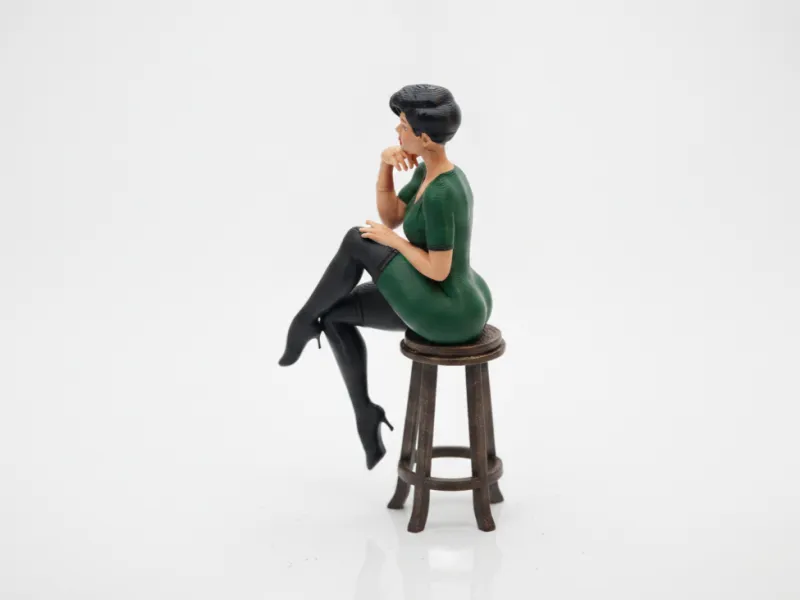 Sat Lady Pondering Figurine Female Figure 3D Printable