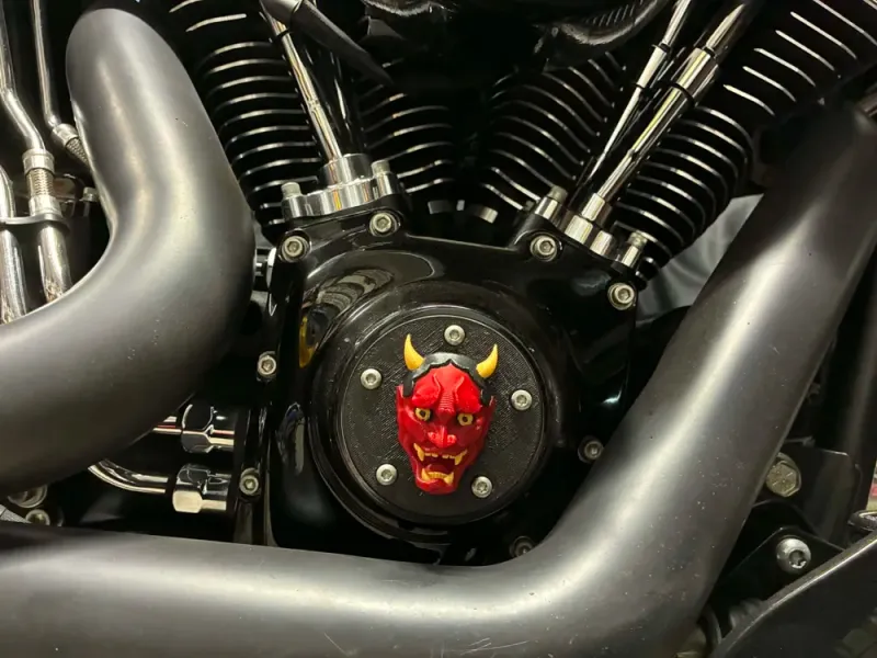 Oni Mask 3D-Printed Timing Cover Harley-Davidson