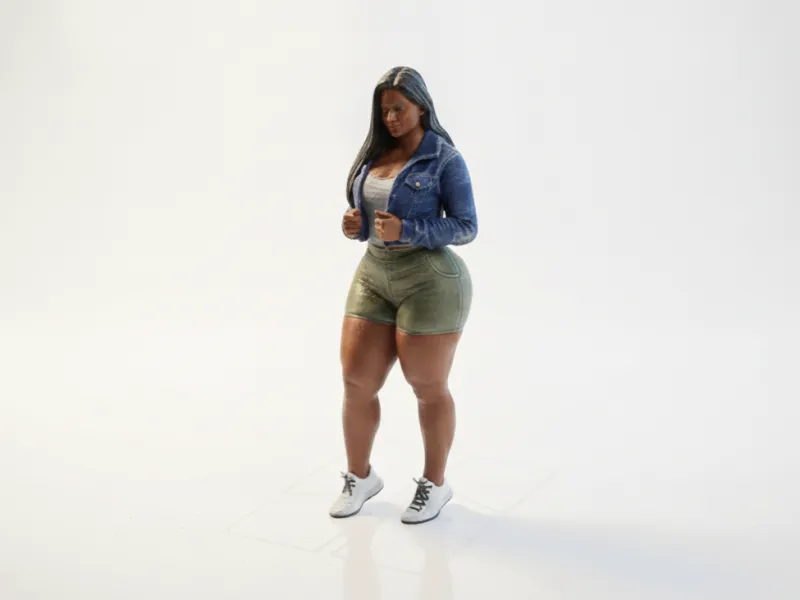 Lady In Jacket And Shorts Figurine Female 3D Printable