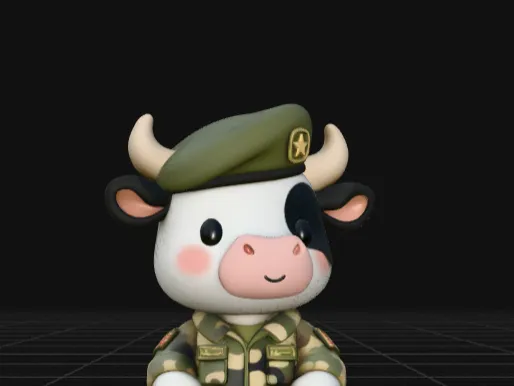 軍服を着た牛