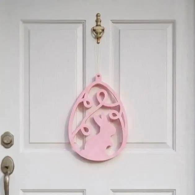 Minimalist Easter Egg with Bunny Silhouette - Wall Decor