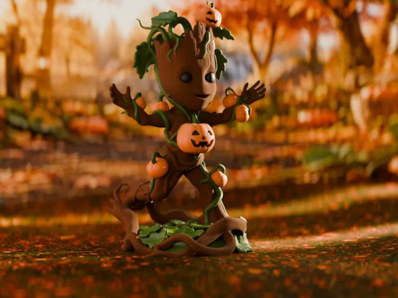 Baby Groot Pompoenranken - Halloweenbeeldje