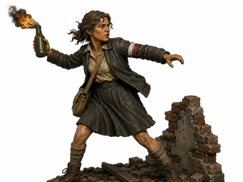 Opstandig meisje met molotovcocktail 32 mm en 1/35 voor tabletop