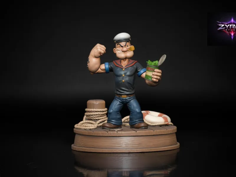 Popeye STL Classic Cartoon Sailor Figure 3D Print Model