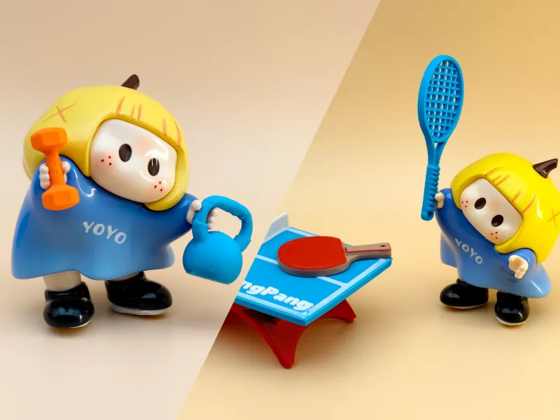 yoyo酱爱运动（乒乓球拍、乒乓球台、网球拍、壶铃、哑铃）