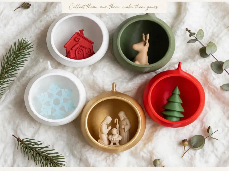 Christmas Snow Globe Ornaments STL Bundle