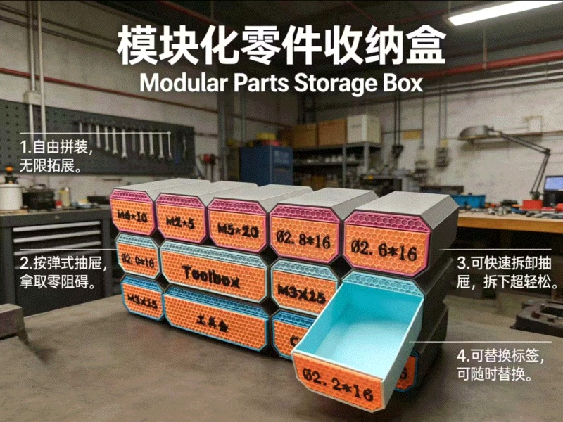 模块化工具箱 - 按压式开合系统