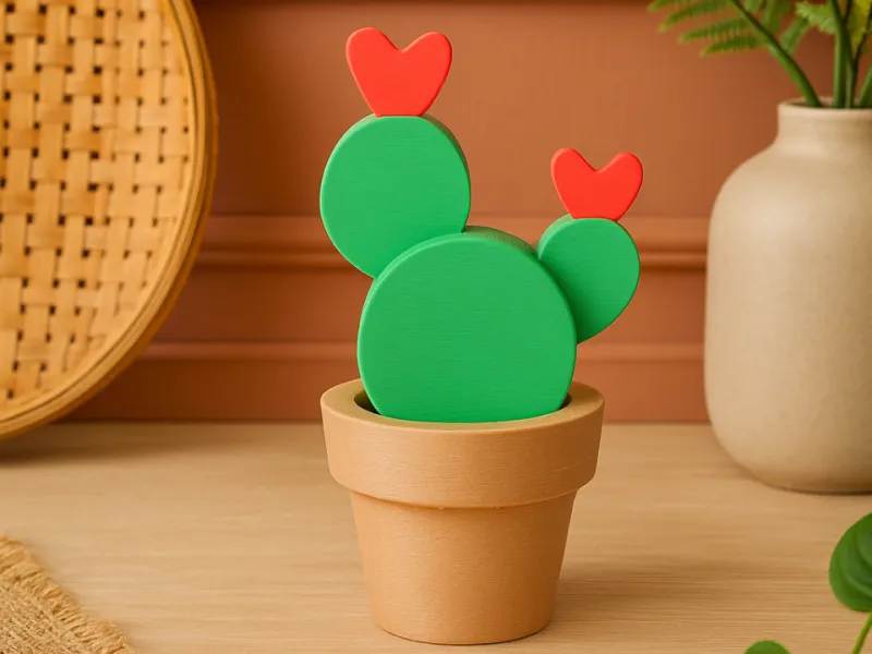 Love Cactus Sculpture – Cute Cactus Plant in a Pot