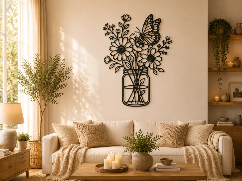 Butterfly Flower Bouquet Wall Art