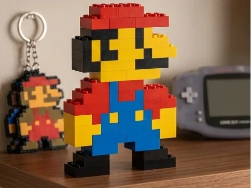 mario brick pixel art