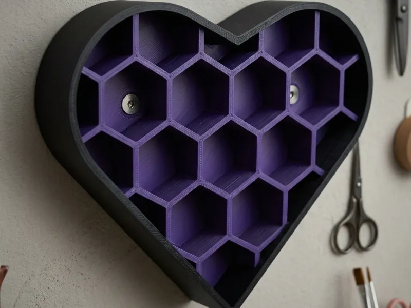 Organizador Flotante Corazón Panel de Abeja | Sin Soportes