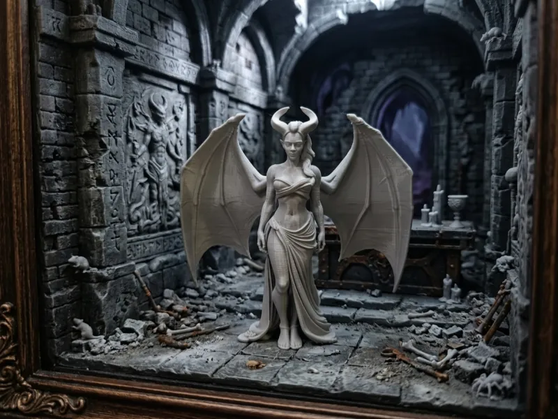 Súcubo Alado - Estatua de Sacerdotisa Demoníaca