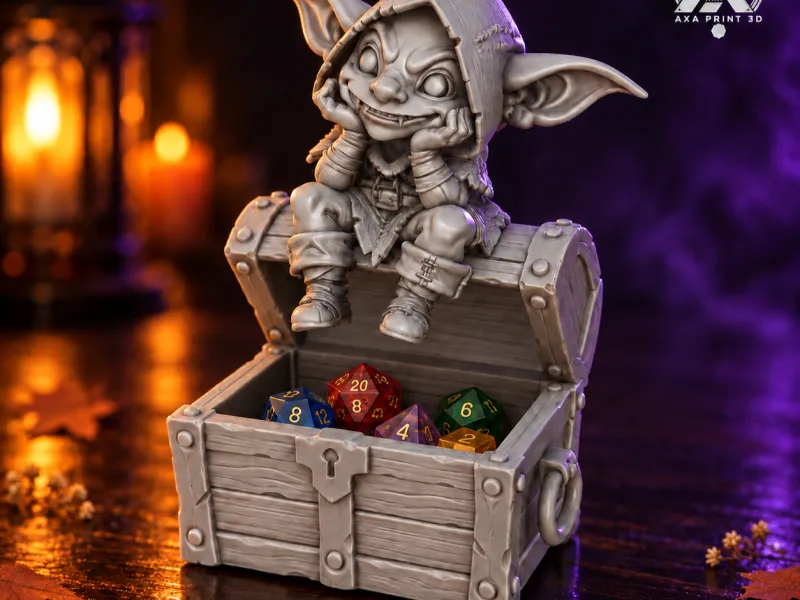 Chibi Goblin Dice Vault STL, Tabletop RPG Storage