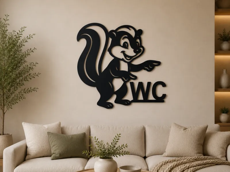Funny Skunk WC Sign 2D Wall Art