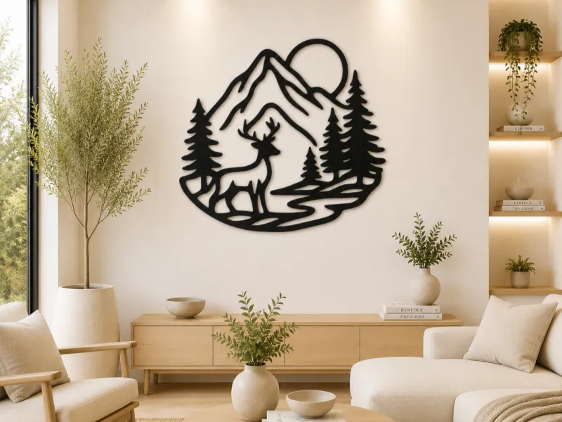 Mountain Deer Nature 2D Wall Art