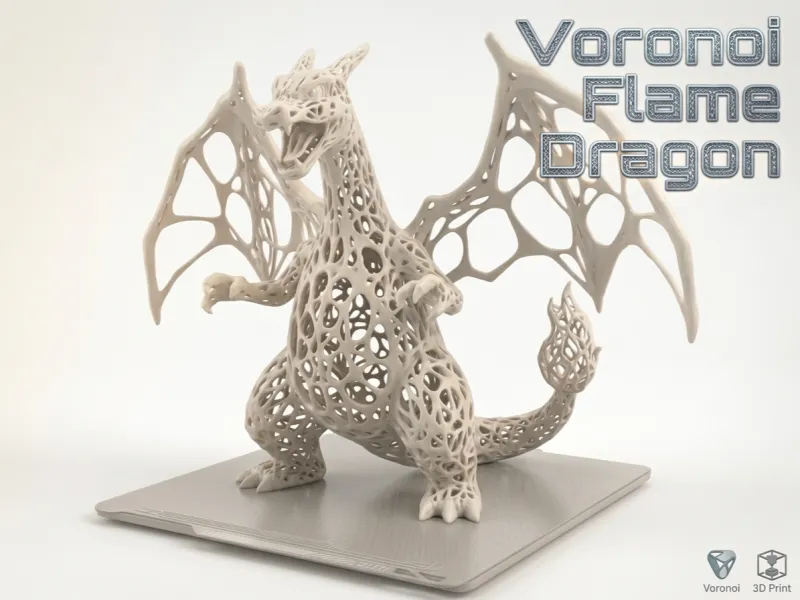 Voronoi Charizard: Stunning Organic Voronoi Art Model