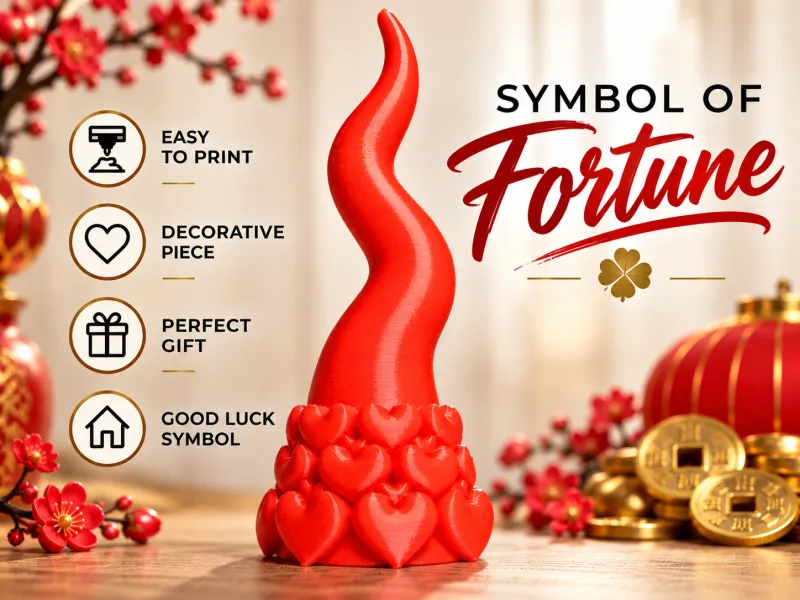 Símbolo de la Fortuna, adorno de corazón impreso en 3D