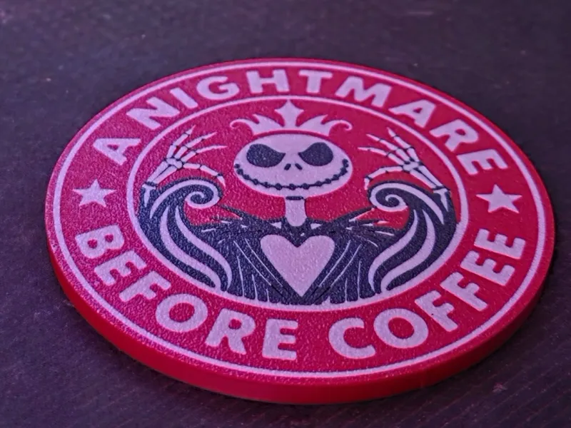 Jack Skellington Coaster - Face Down, 2 layers, quick print