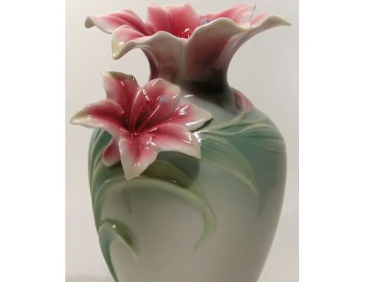Blushing Lily in a Green Vase