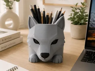 Wolf Pen Holder-Modern Desk Organizer