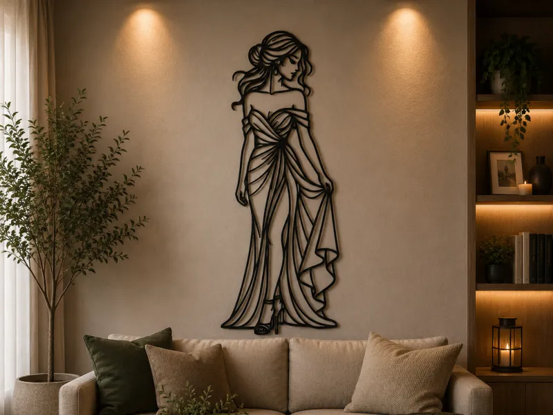 Elegant Woman Silhouette 2D Wall Art