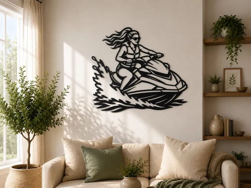 Jet Ski Girl 2D Wall Art Water Sport Decor