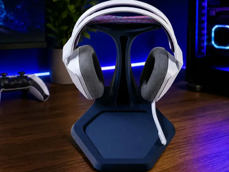 Modern Gaming Headphone Stand with Accessory Tray