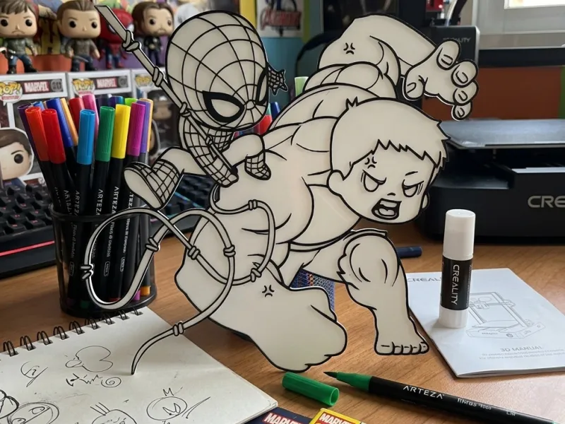 Spiderman vs Hulk animado para colorear